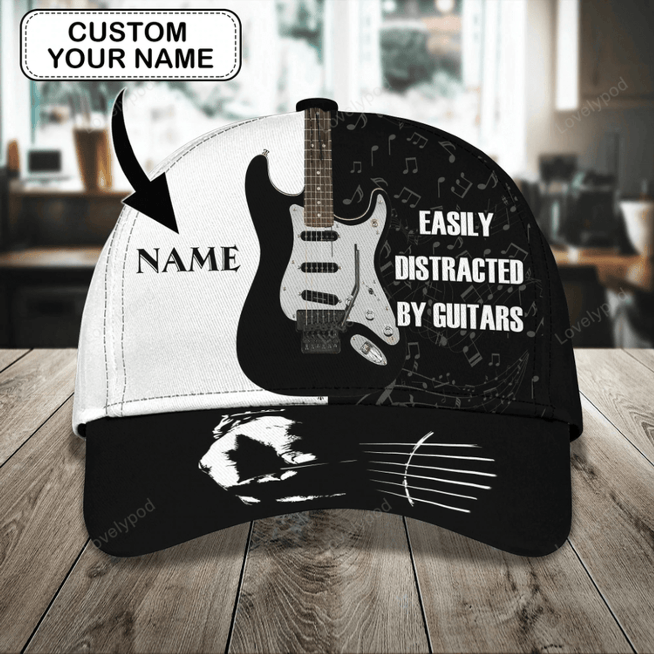 FUNSTUFFPRIT Electric Guitar Baseball Cap To My Boyfriend, Guitar 3D All Over Print Cap Hat From Guitarist Friend