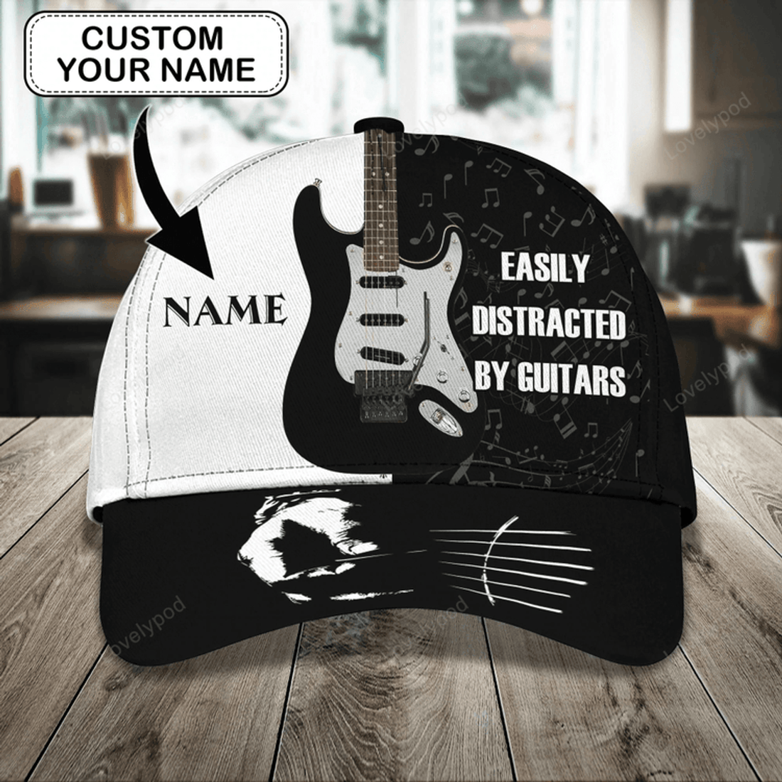 FUNSTUFFPRIT Electric Guitar Baseball Cap To My Boyfriend, Guitar 3D All Over Print Cap Hat From Guitarist Friend