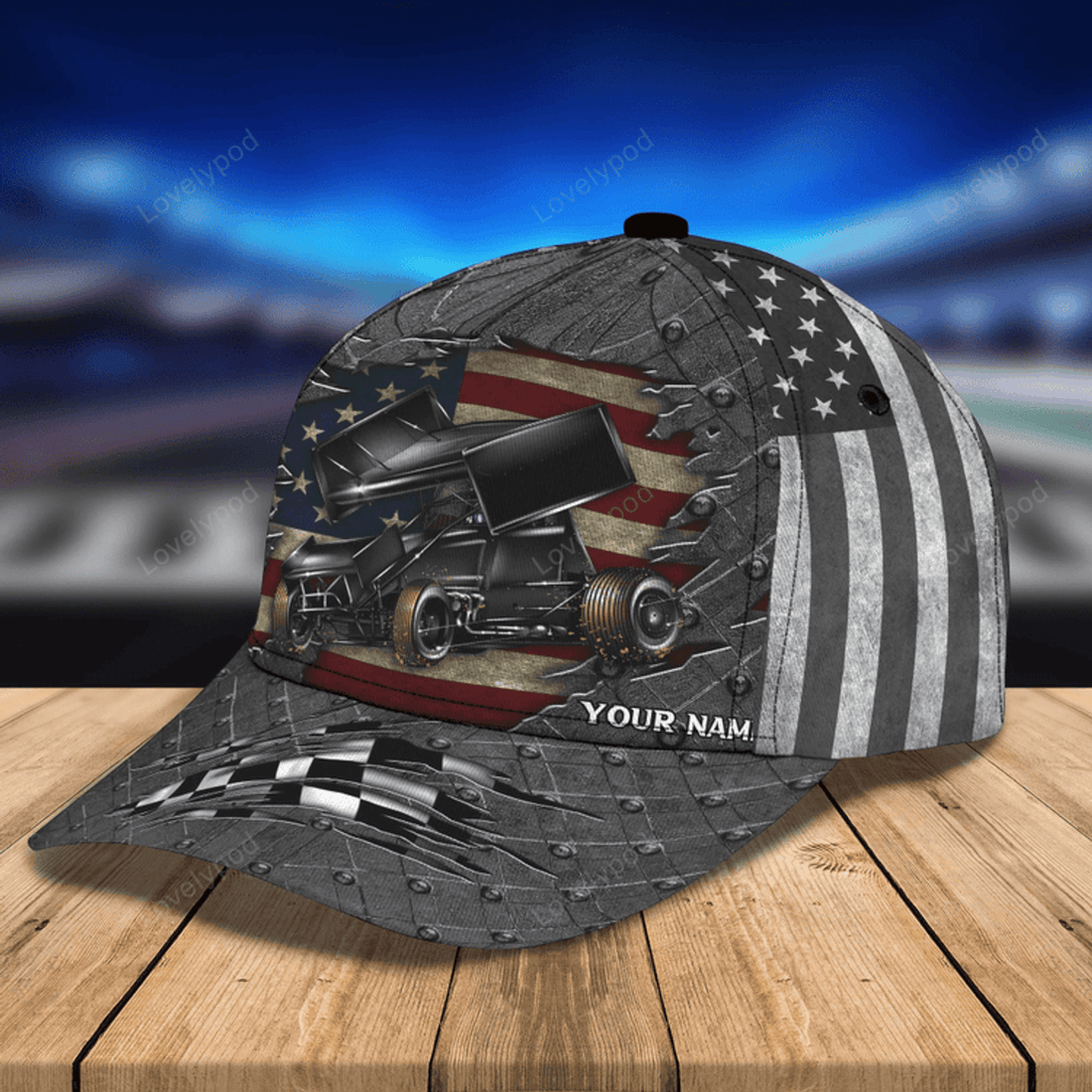 FUNSTUFFPRINT Customized Dirt Racing Crack 3D Cap Hat, Dirt Racing Baseball Cap, Classic Cap For Racer