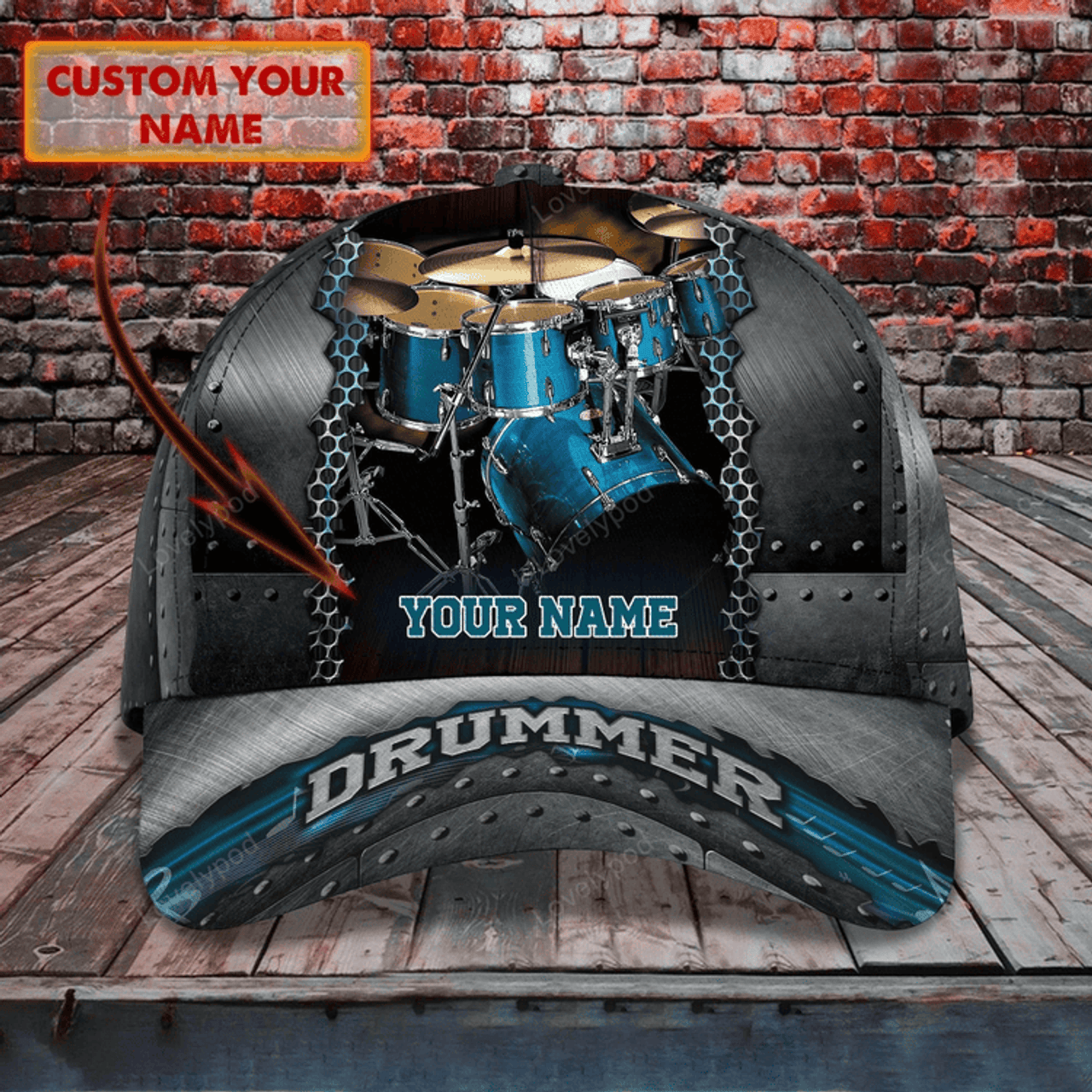FUNSTUFFPRIT Custom Baseball 3D Cap Hat For Drummer, Drum Caps Hats, Birthday Present To Drum Lovers, Drummer Gifts