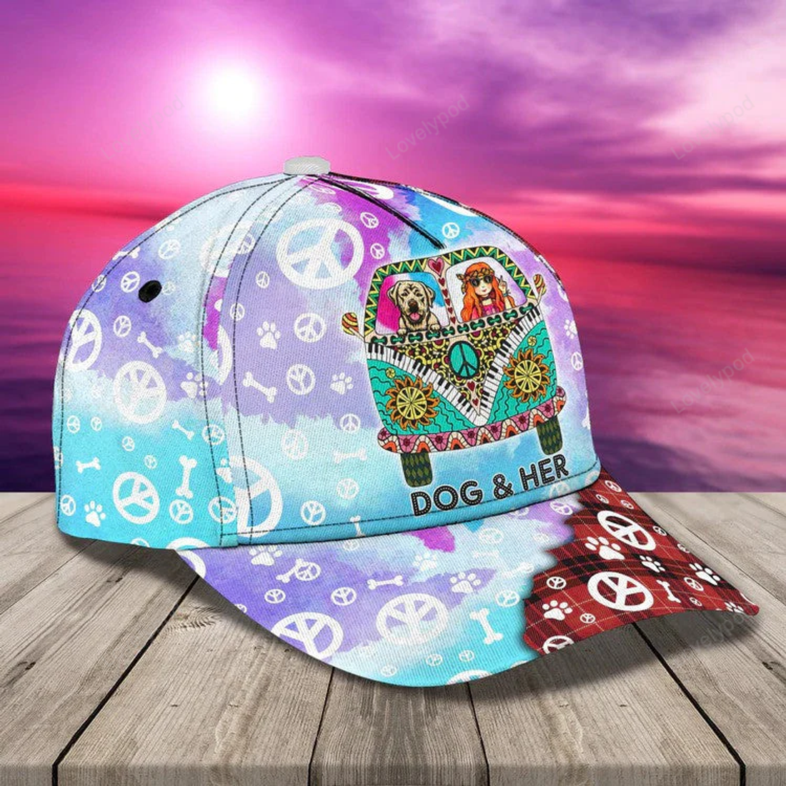 FUNSTUFFPRINT Hippie Car Personalized Hippie Cap 3D Classic Cap for Hippie Lovers for Girls