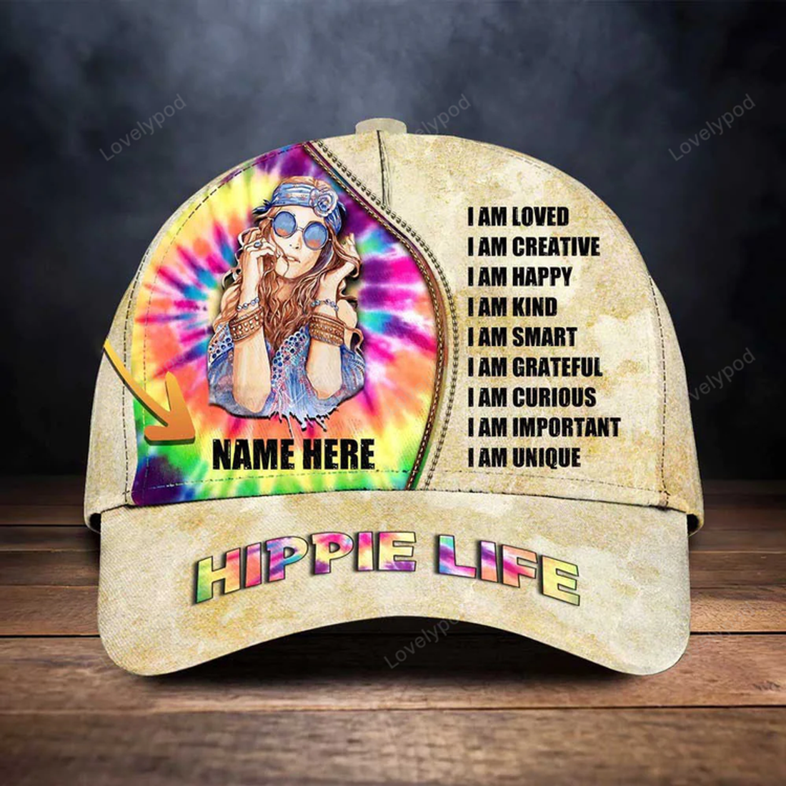 FUNSTUFFPRINT Hippie Car Personalized Hippie Cap 3D Classic Cap for Hippie Lovers for Girls