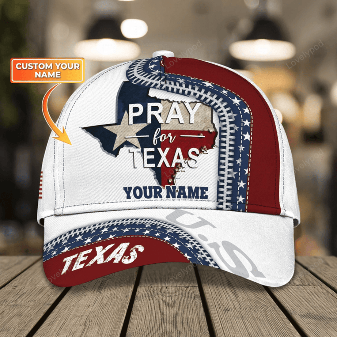 FUNSTUFFPRIT Personalized 3D All Over Print Texas Cap, Baseball Cap God Bless Texas, Pray For Texas Cap Hat