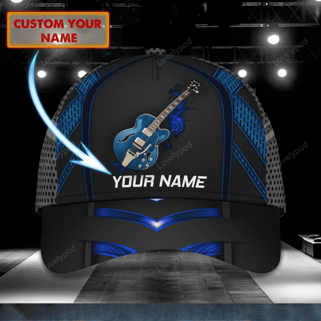 FUNSTUFFPRIT Personalized Guitar Caps Hat, 3D All Over Print Baseball Cap For Guitar Man, Present Guitar Lovers