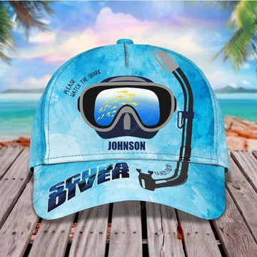 FUNSTUFFPRINT Personalized Scuba Diving 3D Baseball Cap, Suba Diving Hat for Husband & Dad