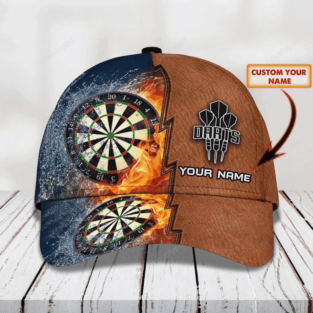 FUNSTUFFPRIT Personalized Classic Dart Cap, Birthday Present To Darter Friend, Dart Lover Cap Hat, Darting Cap