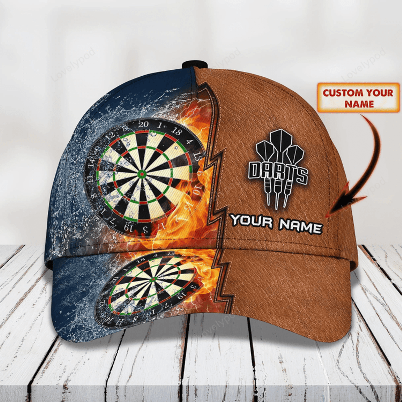 FUNSTUFFPRIT Personalized Classic Dart Cap, Birthday Present To Darter Friend, Dart Lover Cap Hat, Darting Cap