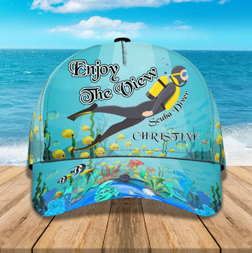 FUNSTUFFPRINT Personalized Scuba Diving 3D Baseball Cap, Suba Diving Hat for Husband & Dad