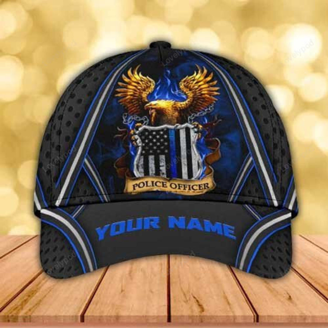 FUNSTUFFPRINT Personalized Police Badge Cap, Police Officer Hat for Police Birthday Gift 3D Baseball Cap