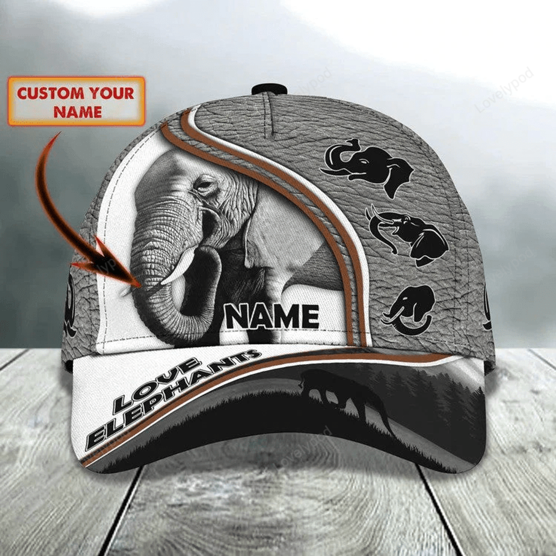 FUNSTUFFPRINT Customized Vintage Elephant Cap for Man who love Elephant Hat for Husband