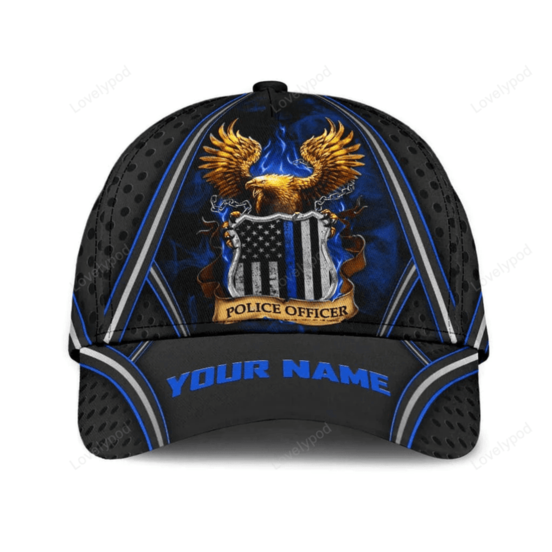 FUNSTUFFPRINT Personalized Police Badge Cap, Police Officer Hat for Police Birthday Gift 3D Baseball Cap