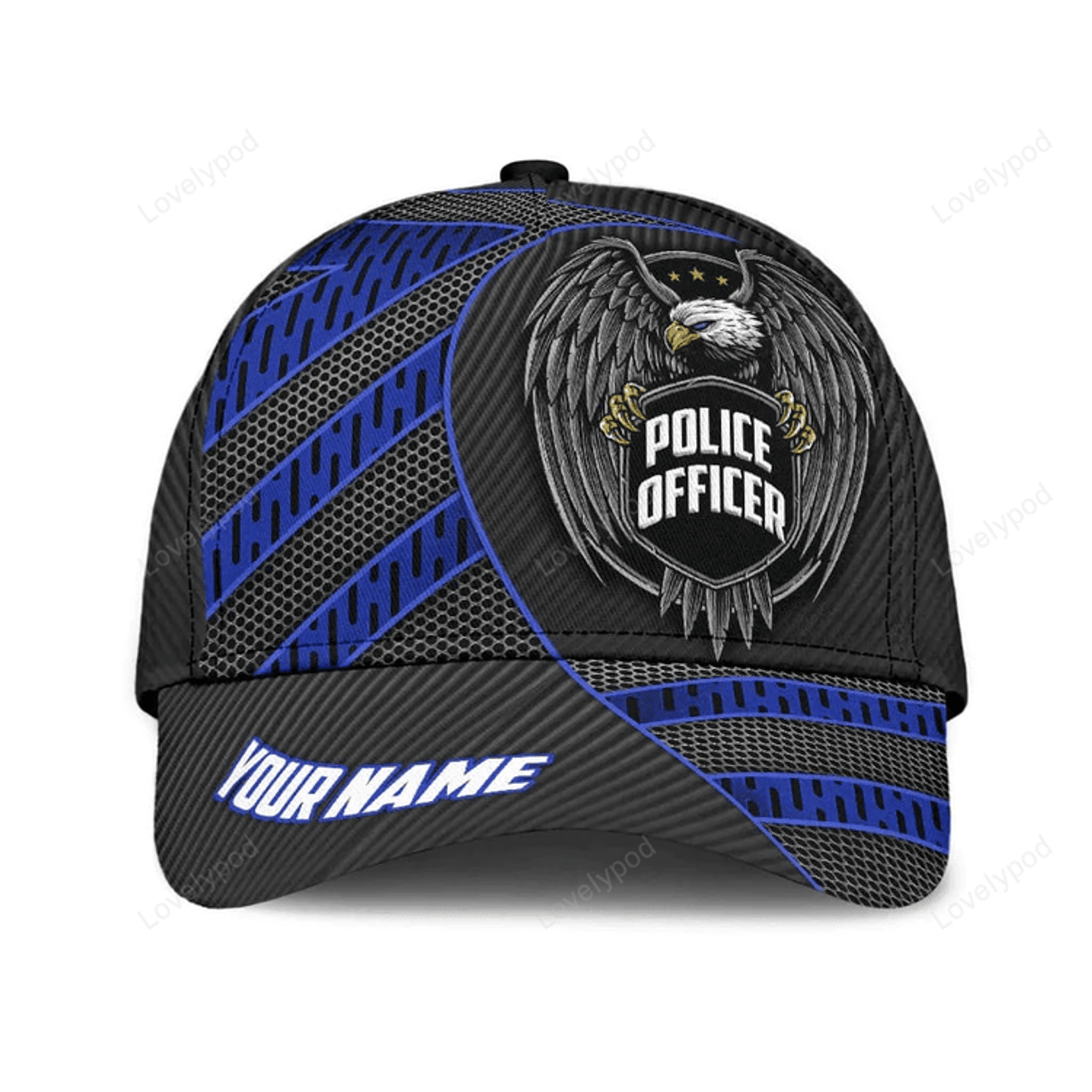 FUNSTUFFPRINT Personalized Police Badge Cap, Police Officer Hat for Police Birthday Gift 3D Baseball Cap