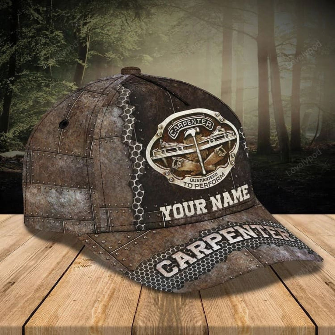 FUNSTUFFPRINT Customized Carpenter Hat for Dad's Birth's Day Gift, Carpenter 3D Cap All Over Printed