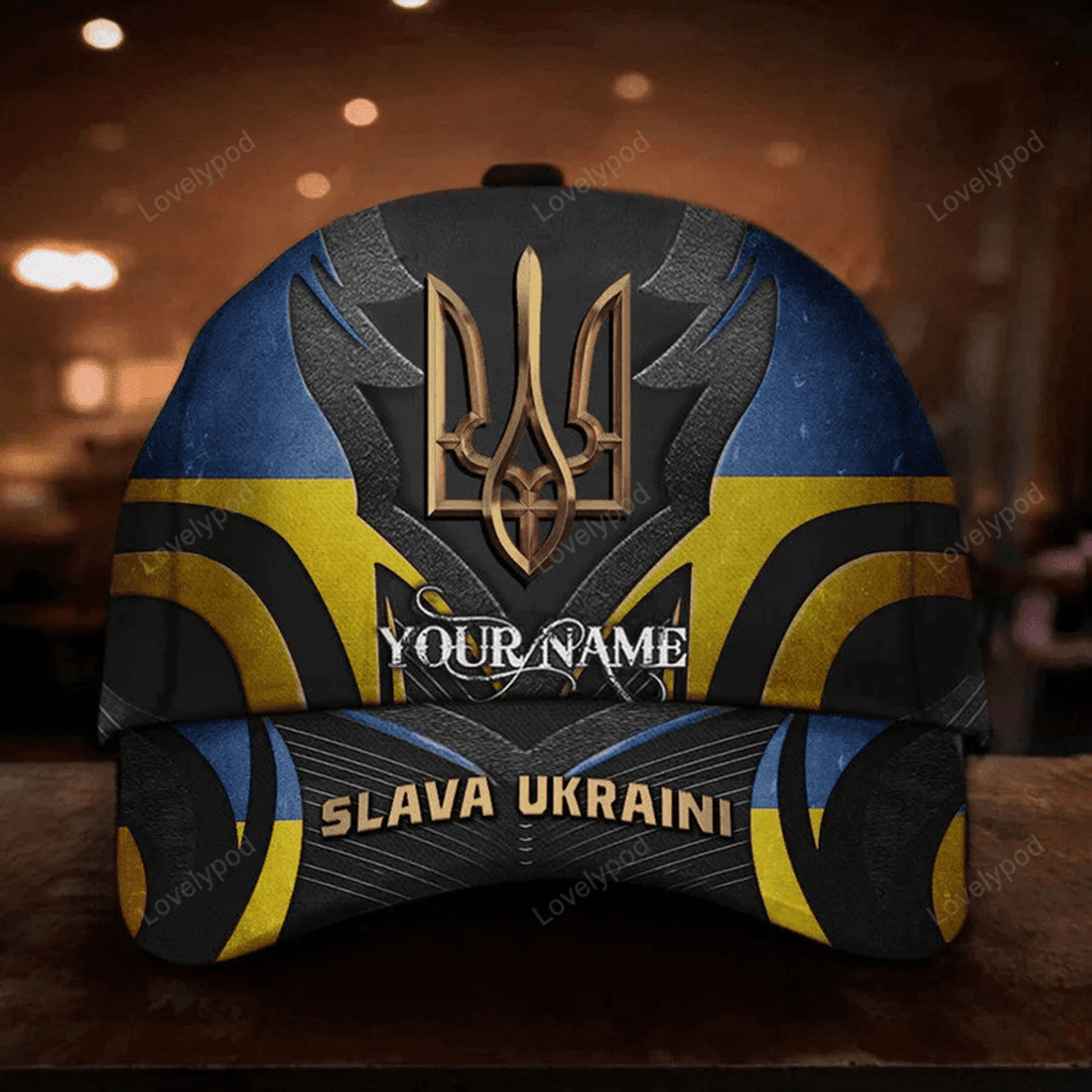 FUNSTUFFPRINT Personalized Slava Ukraini Trident Ukraine Symbol Hat Ukraine Camo Flag Merch