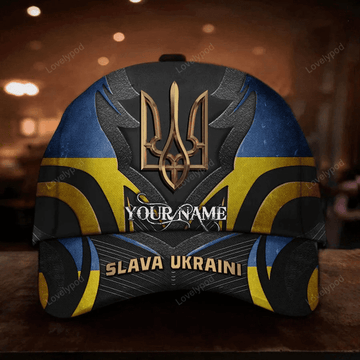 FUNSTUFFPRINT Personalized Slava Ukraini Trident Ukraine Symbol Hat Ukraine Camo Flag Merch