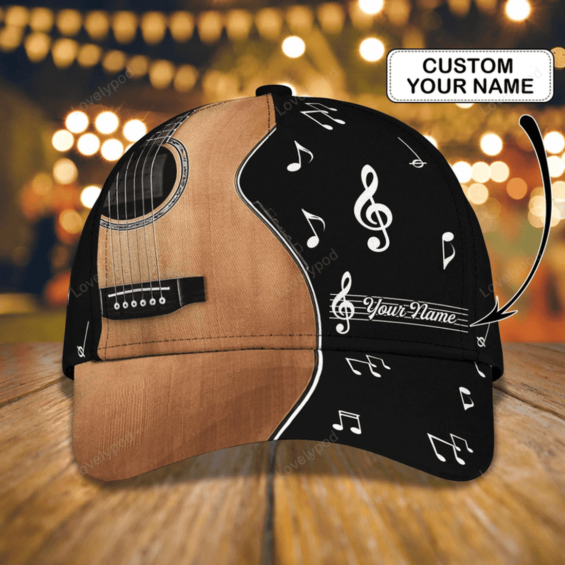 FUNSTUFFPRIT Personalized Baseball Guitar Full Print Cap Hat For Guitar Lover, Classic Guitar 3D Caps To My Son, Daughter