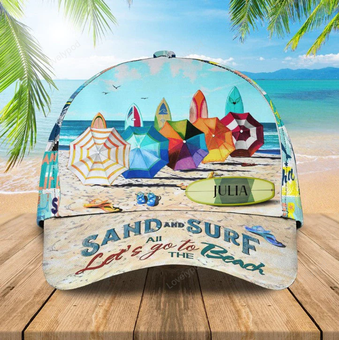 FUNSTUFFPRIT Summer Personalized Seashell Beach Turtle 3D Baseball Cap for Girl, Beach Turtle Hat for Daughter