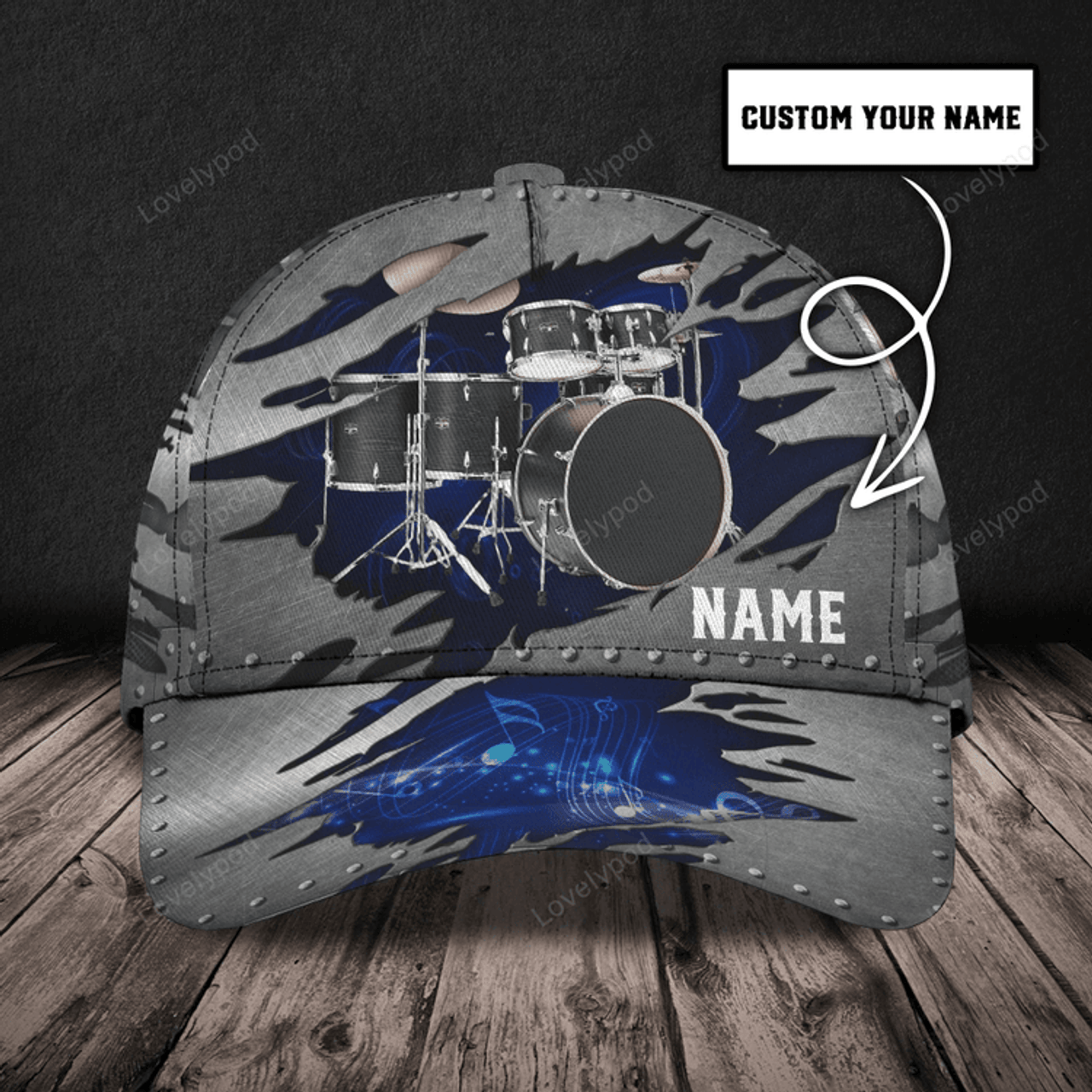 FUNSTUFFPRIT Personalized Drum Baseball Cap For Man And Woman, Birthday Present To Drummer, Drummer Summer Cap Hat