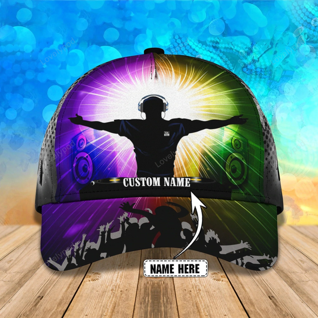 FUNSTUFFPRIT Custom 3D Full Print Cap Hat For Dj, Woman Dj Cap, Men's Deezay Hat, Baseball Dj Cap Hat