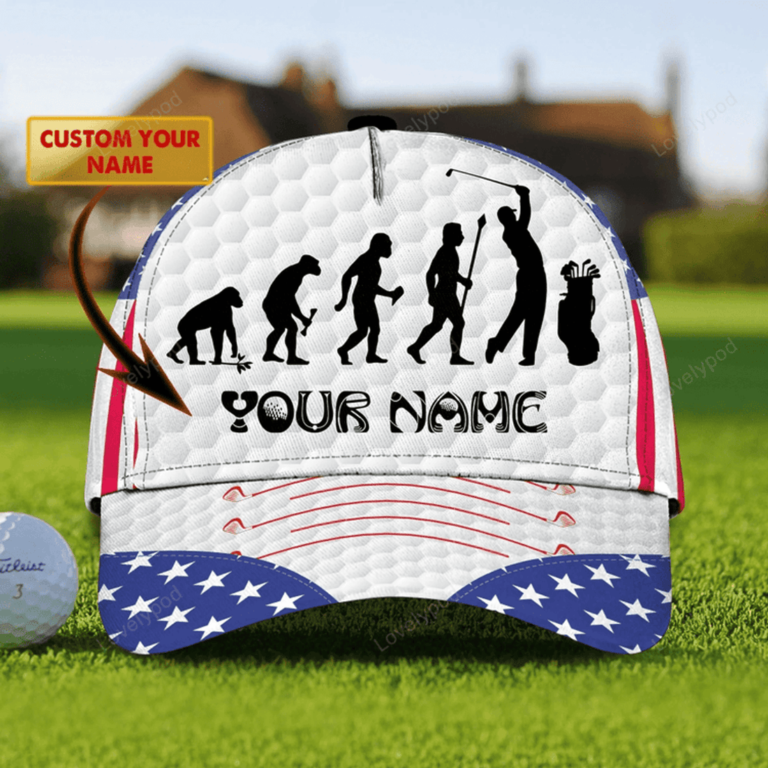 FUNSTUFFPRIT Custom Name Classic Cap For A Golf Lover, Best Gift For National Golf Lovers Day, Golf Cap Hat