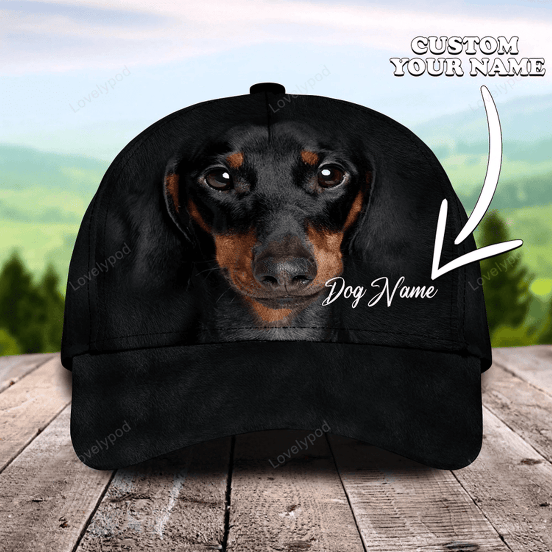 FUNSTUFFPRIT Personalized Baseball Dachshund Cap Hat For Dog Lover, 3D Full Print Dachshund Dog Cap Hat