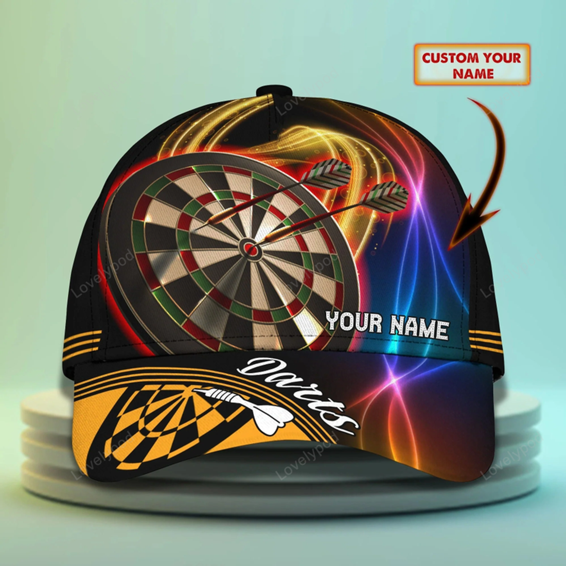 FUNSTUFFPRIT Personalized Baseball Full Print Dart Cap Hat For Men And Woman, Darts Cap For My Boy Friends, Gift To Darter