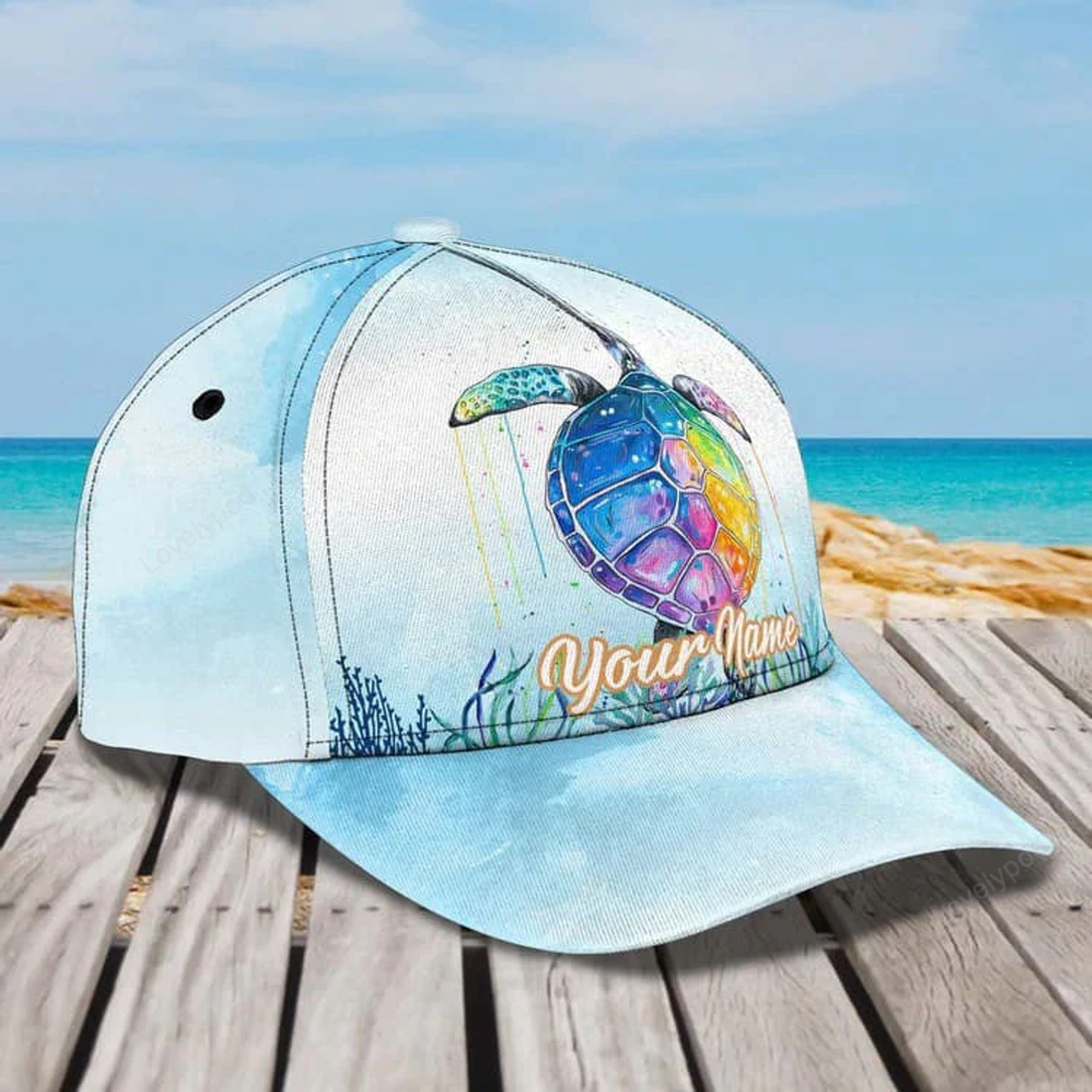 FUNSTUFFPRINT Customized Turtle Art Summer 3D Baseball Cap, Turtle Hat for Husband and Wife