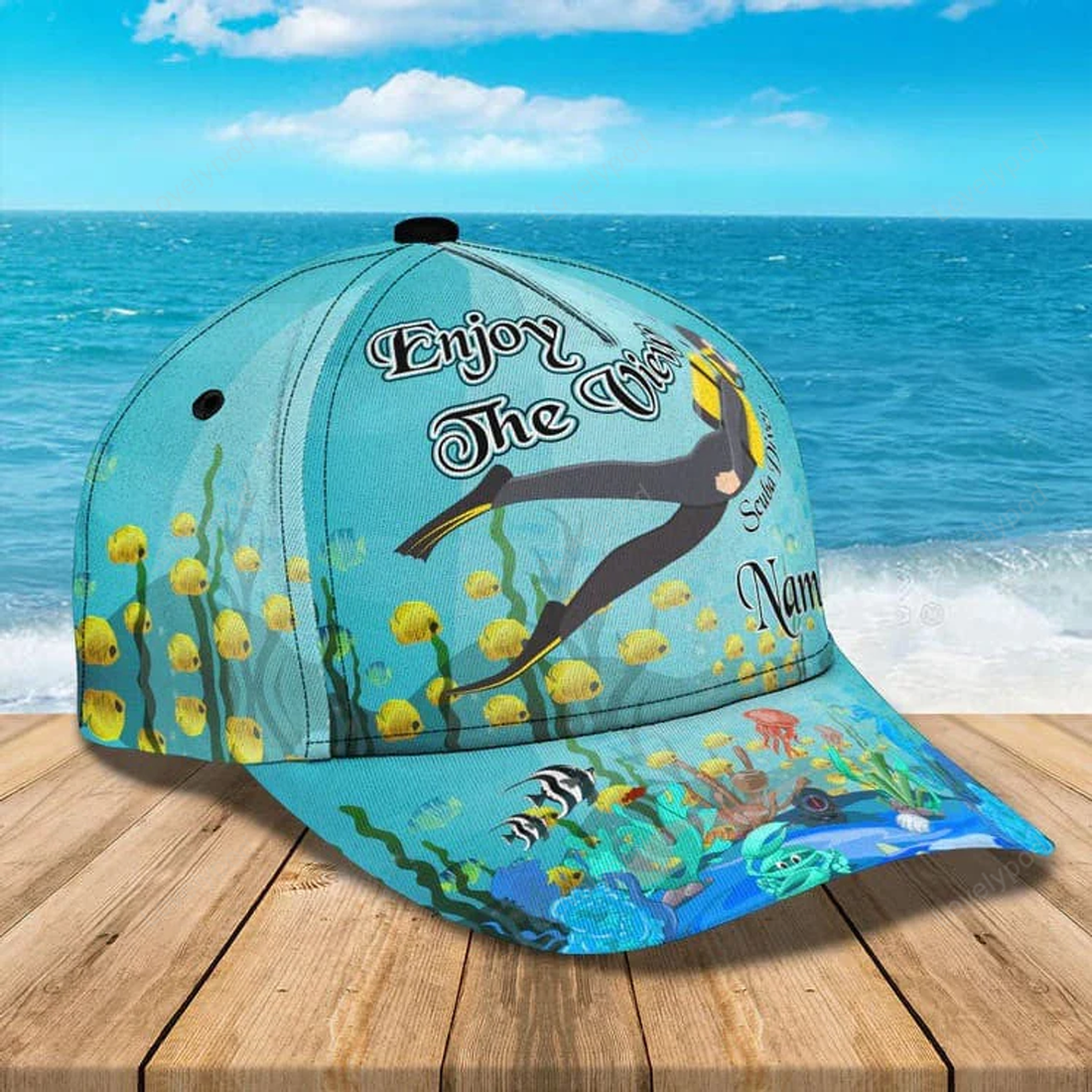 FUNSTUFFPRINT Personalized Scuba Diving 3D Baseball Cap, Suba Diving Hat for Husband & Dad