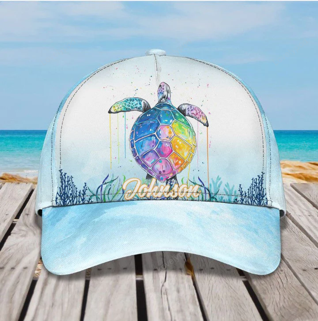 FUNSTUFFPRINT Customized Turtle Art Summer 3D Baseball Cap, Turtle Hat for Husband and Wife