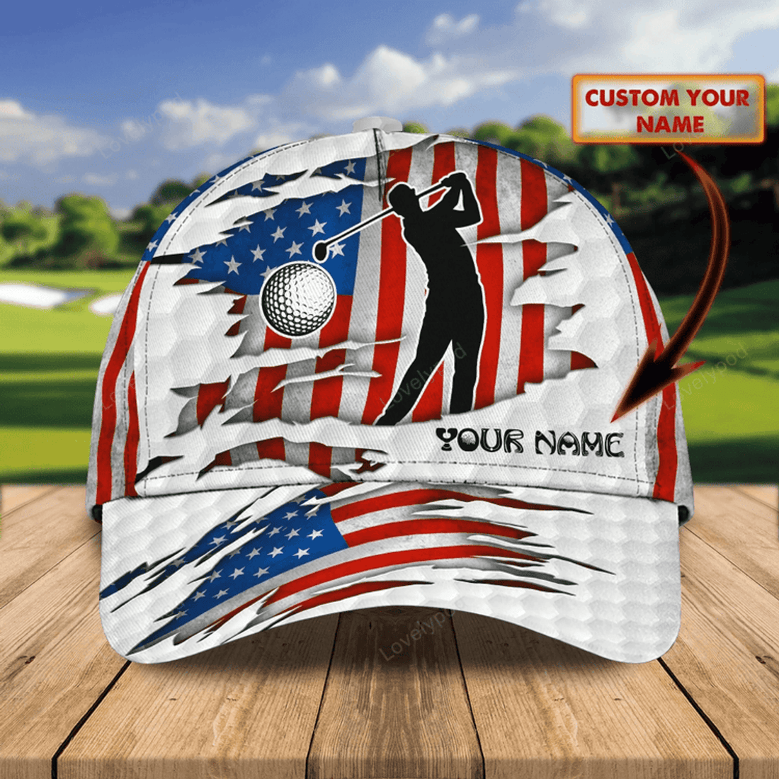 FUNSTUFFPRIT Customized 3D All Over Print Mens Golf Cap For Mens, Birthday Gift For Golf Man, Golfer Friends Best Gifts