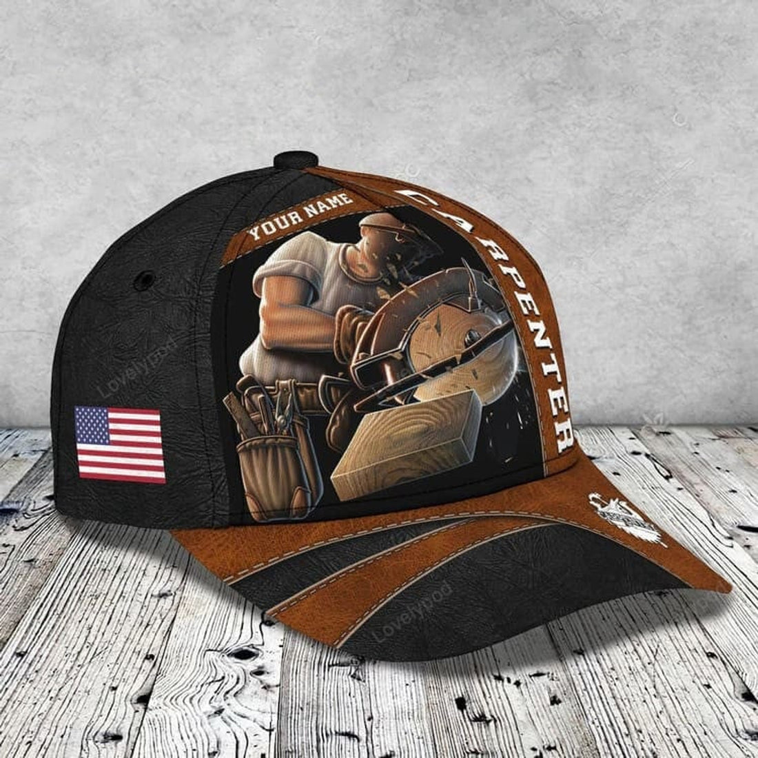 FUNSTUFFPRINT Customized Carpenter Hat for Dad's Birth's Day Gift, Carpenter 3D Cap All Over Printed