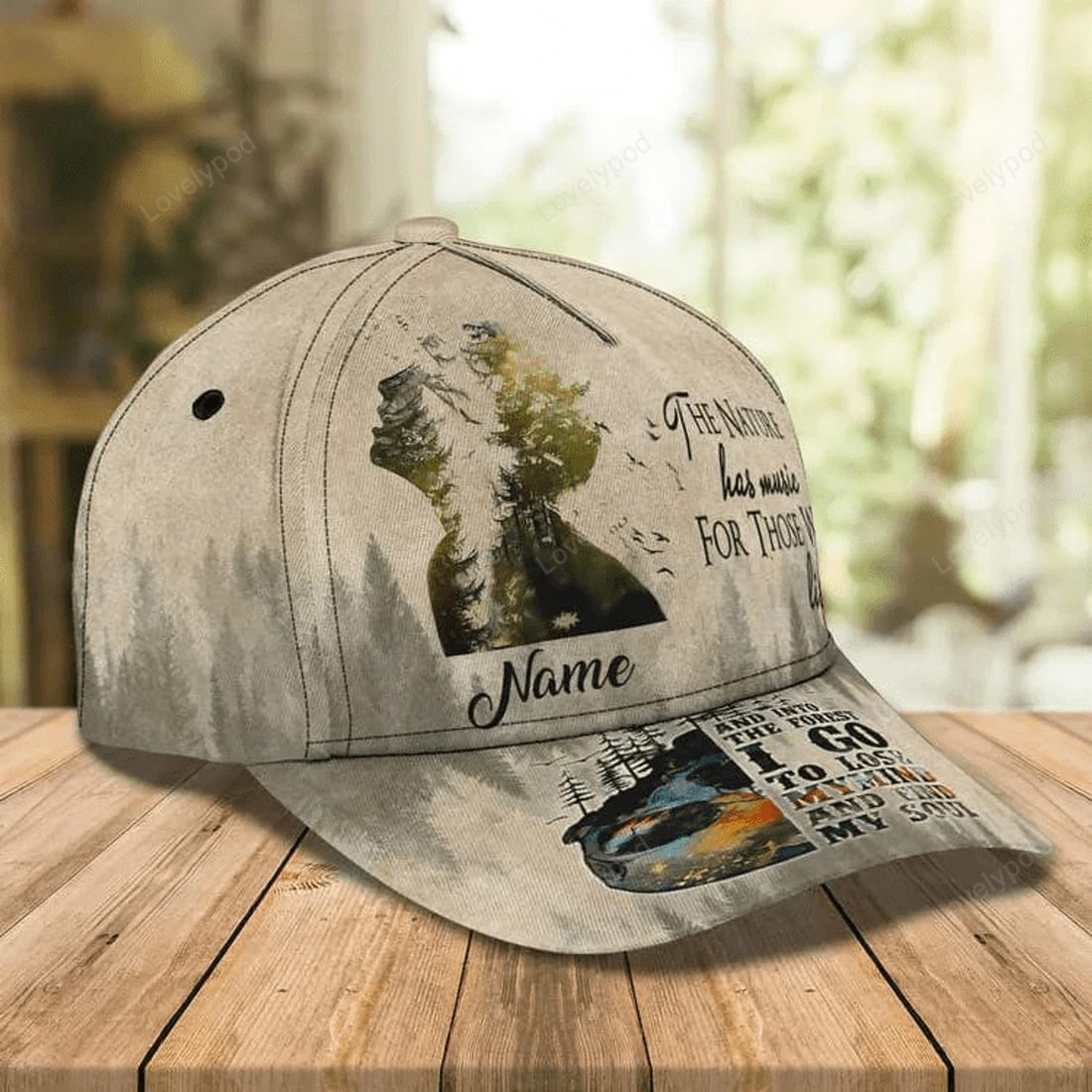 FUNSTUFFPRINT Personalized Hiking 3D Cap for Boy, Forest Pattern Hiking Hat for Boyfriend Birthday