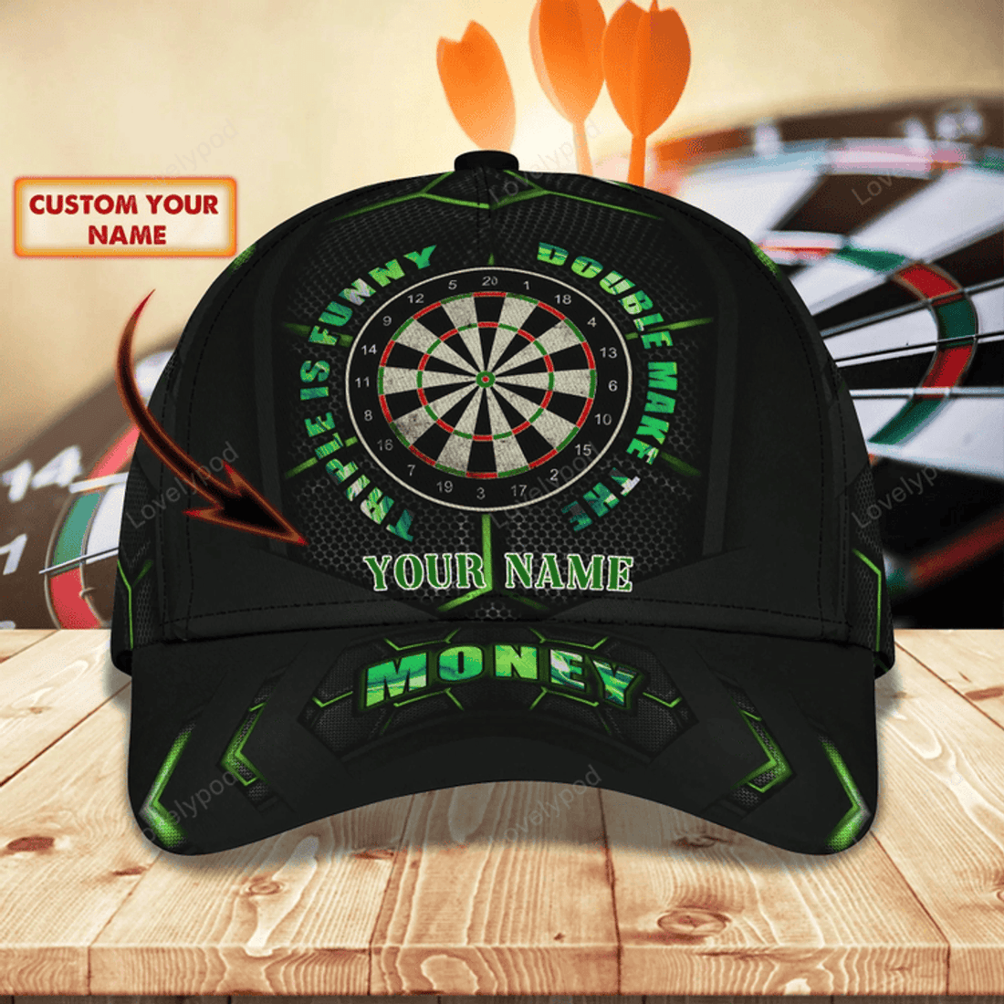 FUNSTUFFPRIT Personalized Dart Baseball Cap Full Printing, Dart Hat For Men And Woman, To My Friend Darter Cap Hat, Darter Cap