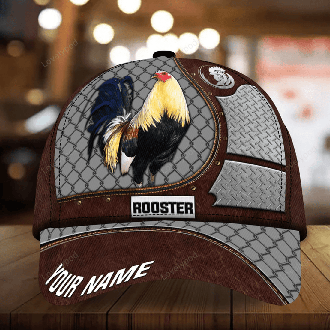 FUNSTUFFPRIT Premium Metal Rooster 3D Cap Multicolor Personalized 3D All Over Print Chicken Cap Hat