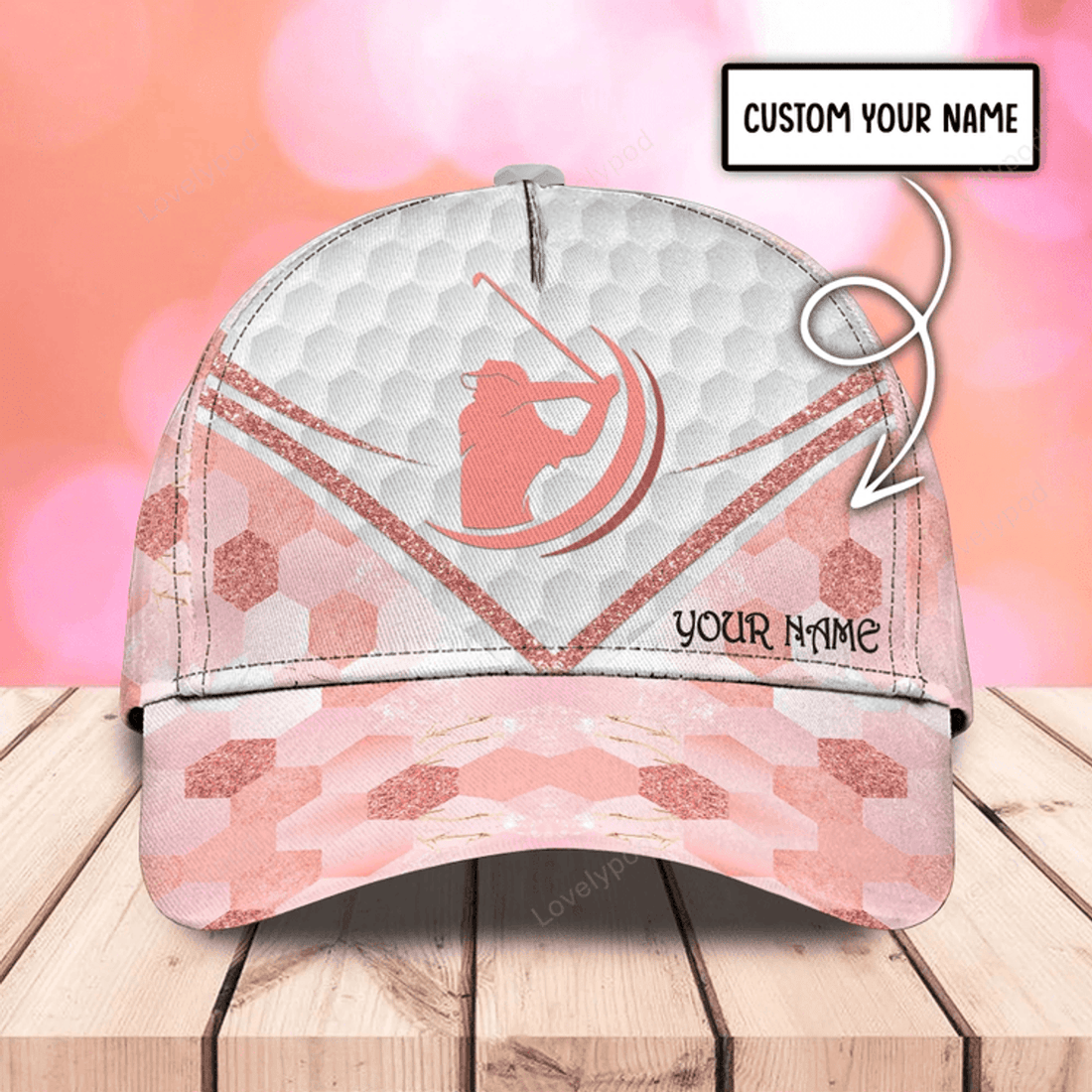 FUNSTUFFPRIT Personalized 3D Full Printed Cap For Girl Love Golf And Dog, 3D Golf Cap Hat For Her