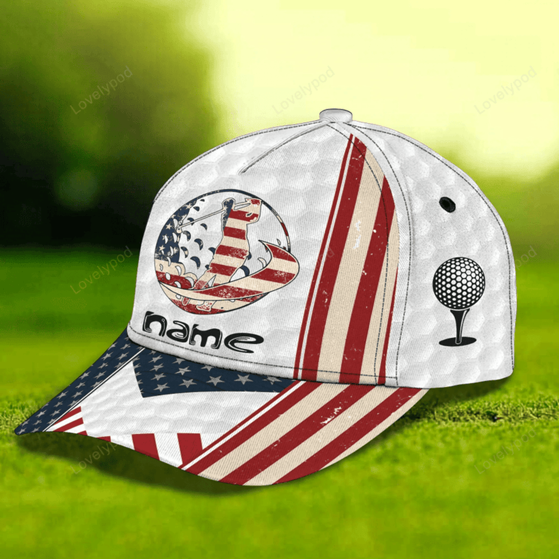FUNSTUFFPRIT 3D Full Print Classic Cap Hat For Golfer, American Golfer Gifts, Good Quality Golf Cap For Men And Woman