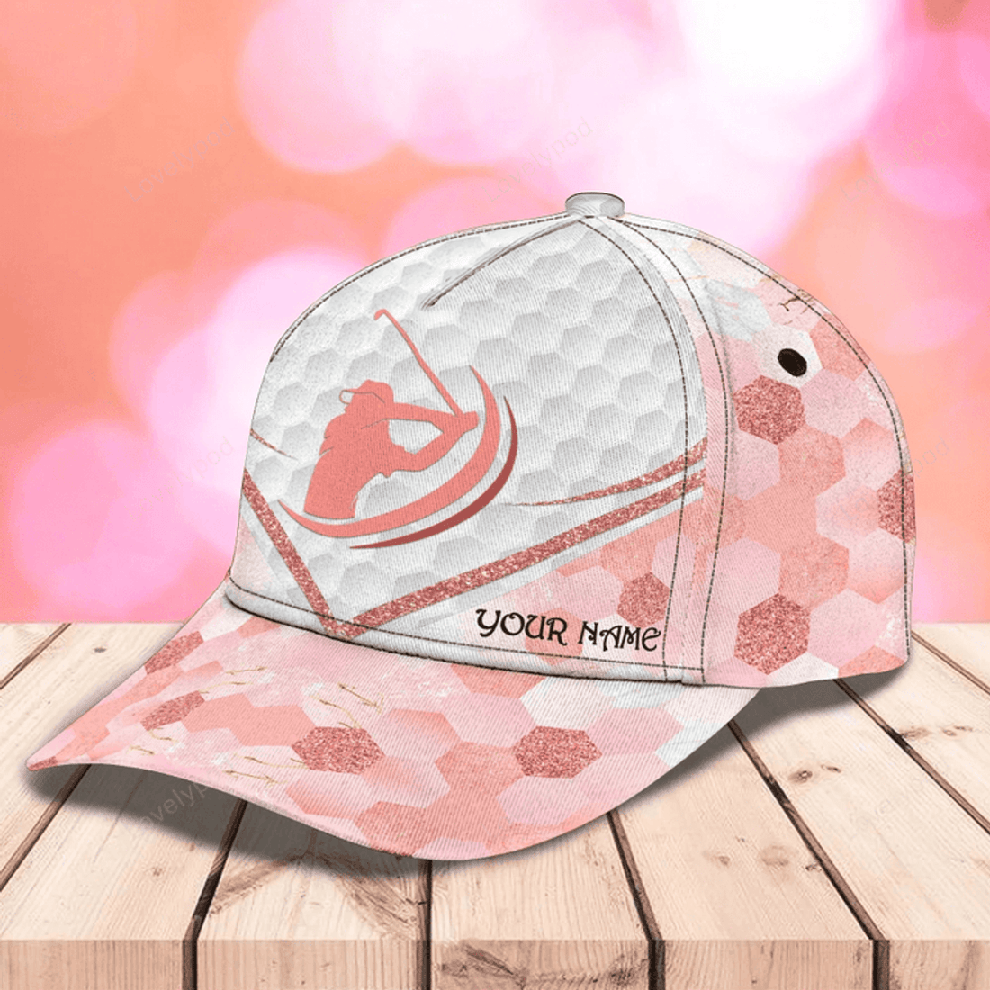 FUNSTUFFPRIT Personalized 3D Full Printed Cap For Girl Love Golf And Dog, 3D Golf Cap Hat For Her