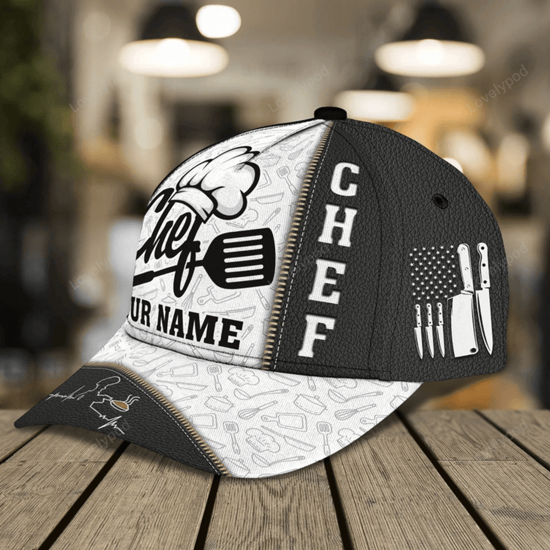 FUNSTUFFPRIT Personalized 3D Full Printed Chef Cap, Master Chef Birthday Present, Classic Cap Hat For Chef