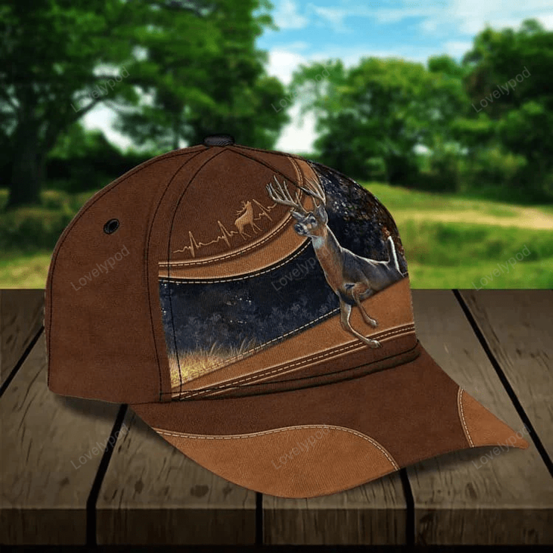 FUNSTUFFPRINT Customized Vintage Deer Classic Cap for Husband, Deer 3D Cap for Son Deer Hunting Hat Cap