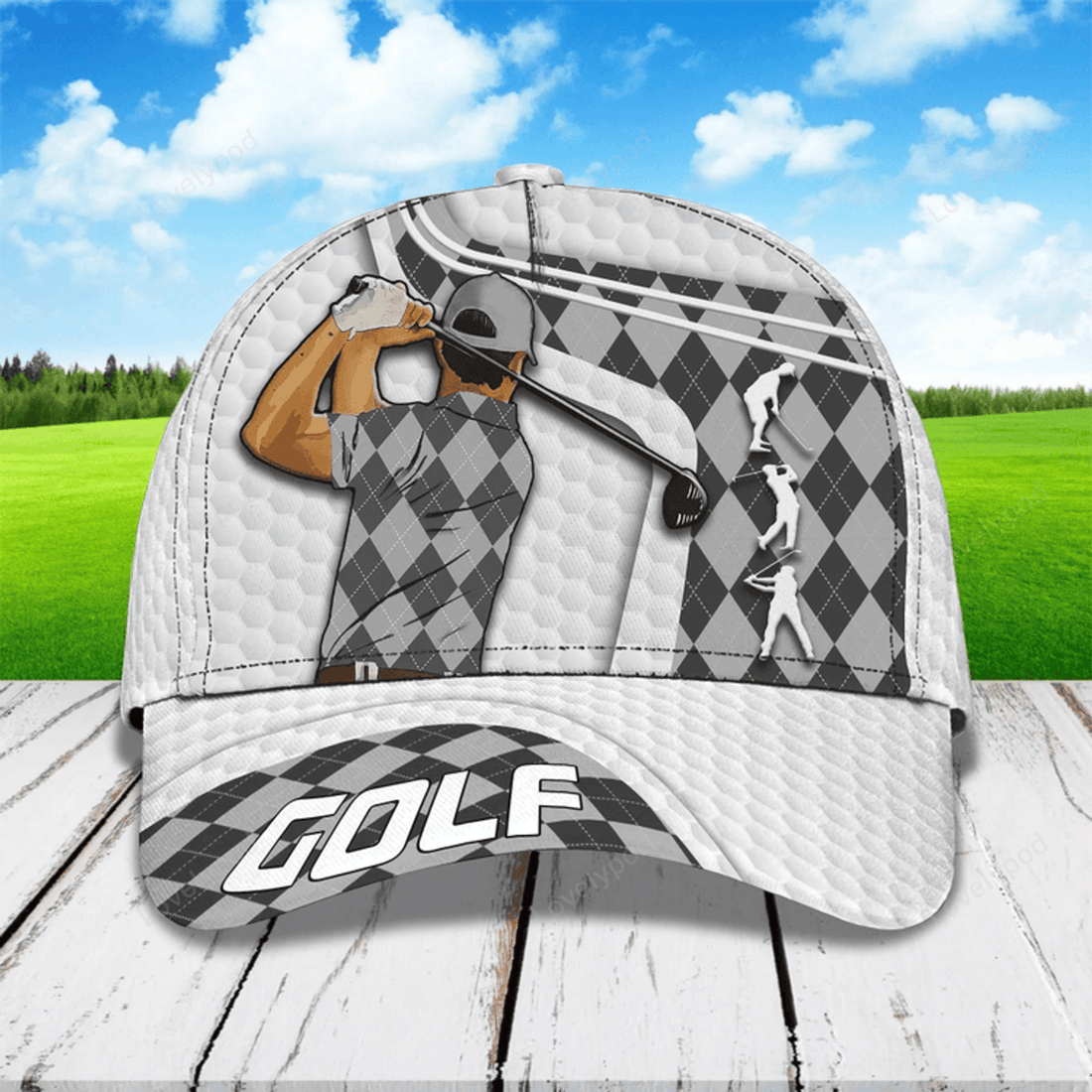 FUNSTUFFPRIT Personalized Golf Mens Cap Hat Full Printing, 3D Baseball Cap For Gofler, Dad Golf Gifts, Father Day Golfer Gift