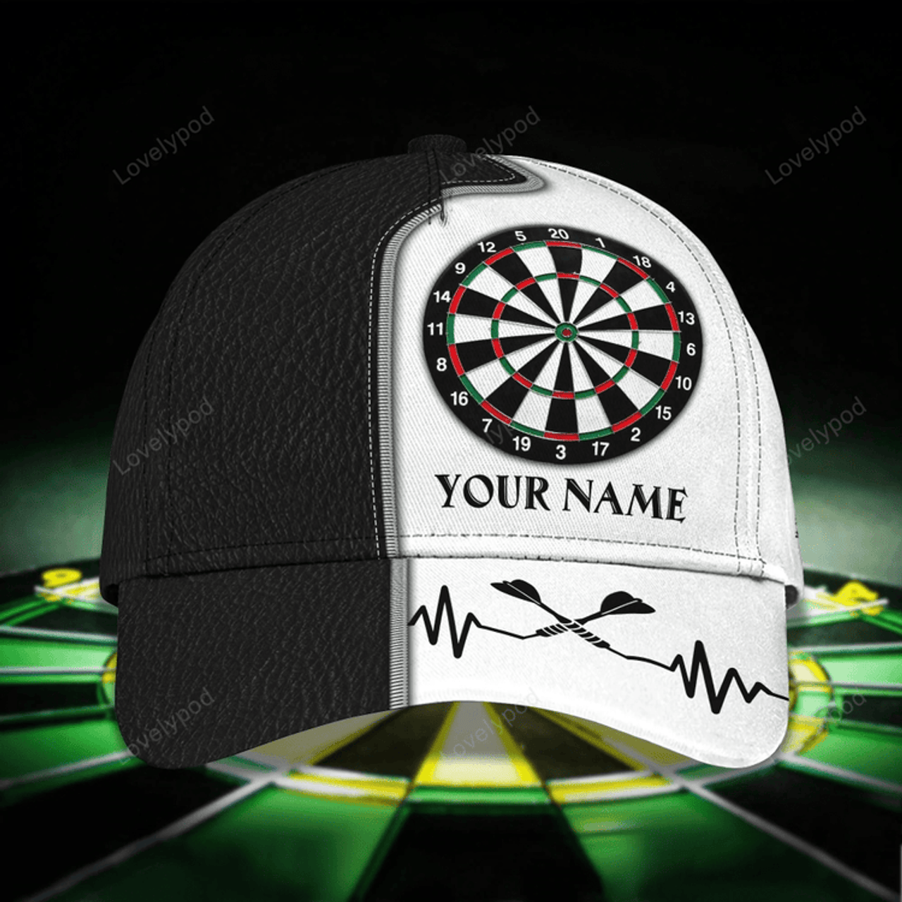 FUNSTUFFPRIT Customized With Name 3D Dart Caps, Dart Lover Gifts, Dart Hat Dart Cap For Dart Players