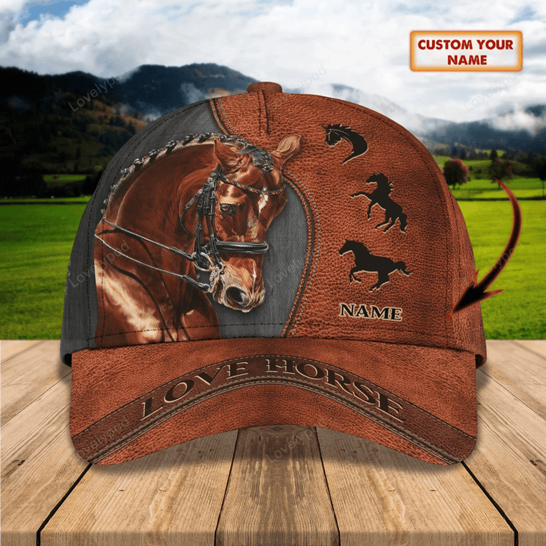 FUNSTUFFPRIT Personalized 3D All Over Printing Baseball Cap Horse, Horse Hat, Nice Unisex Cap For Horse Lovers