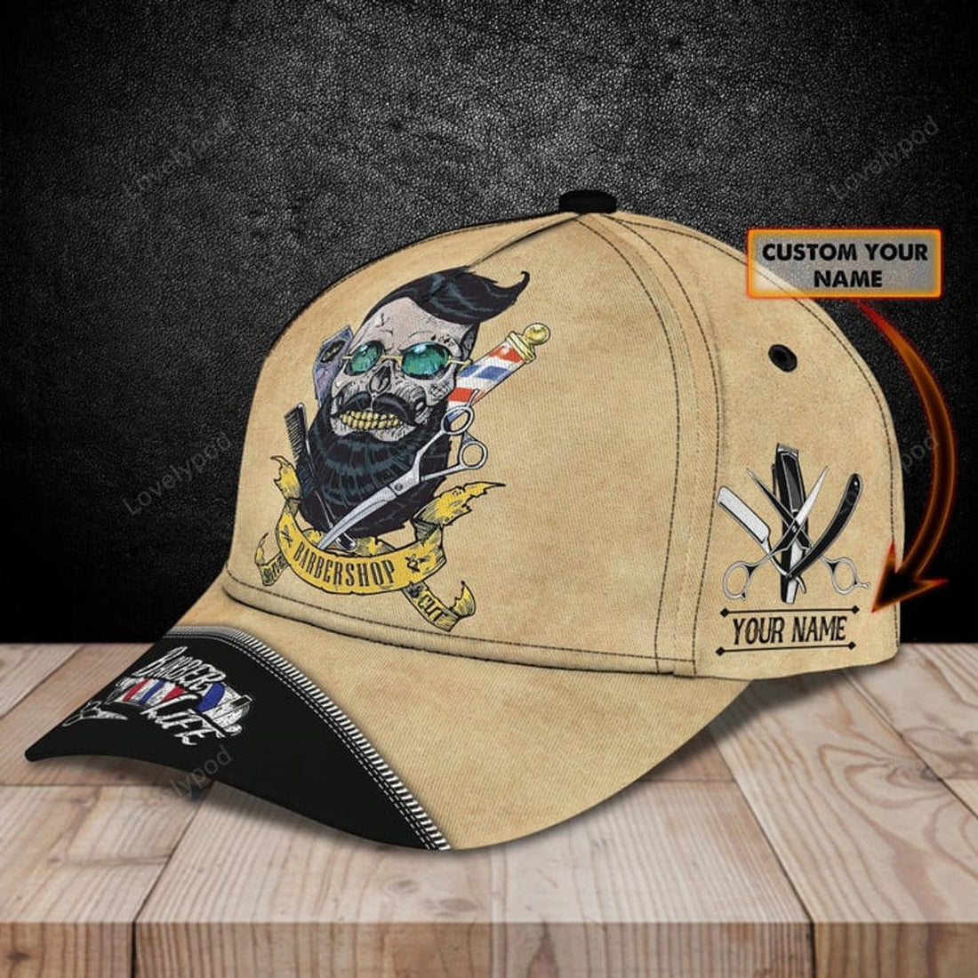 FUNSTUFFPRIT Customized 3D All Over Print Baseball Skull Barber Cap, Barber Skull Cap Hat, Cap For Barber Man