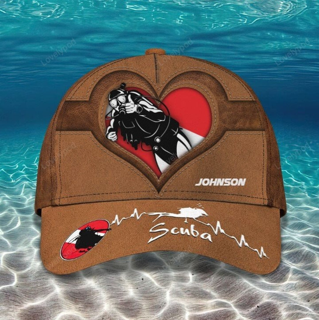 FUNSTUFFPRINT Personalized Scuba Diving 3D Baseball Cap, Suba Diving Hat for Husband & Dad