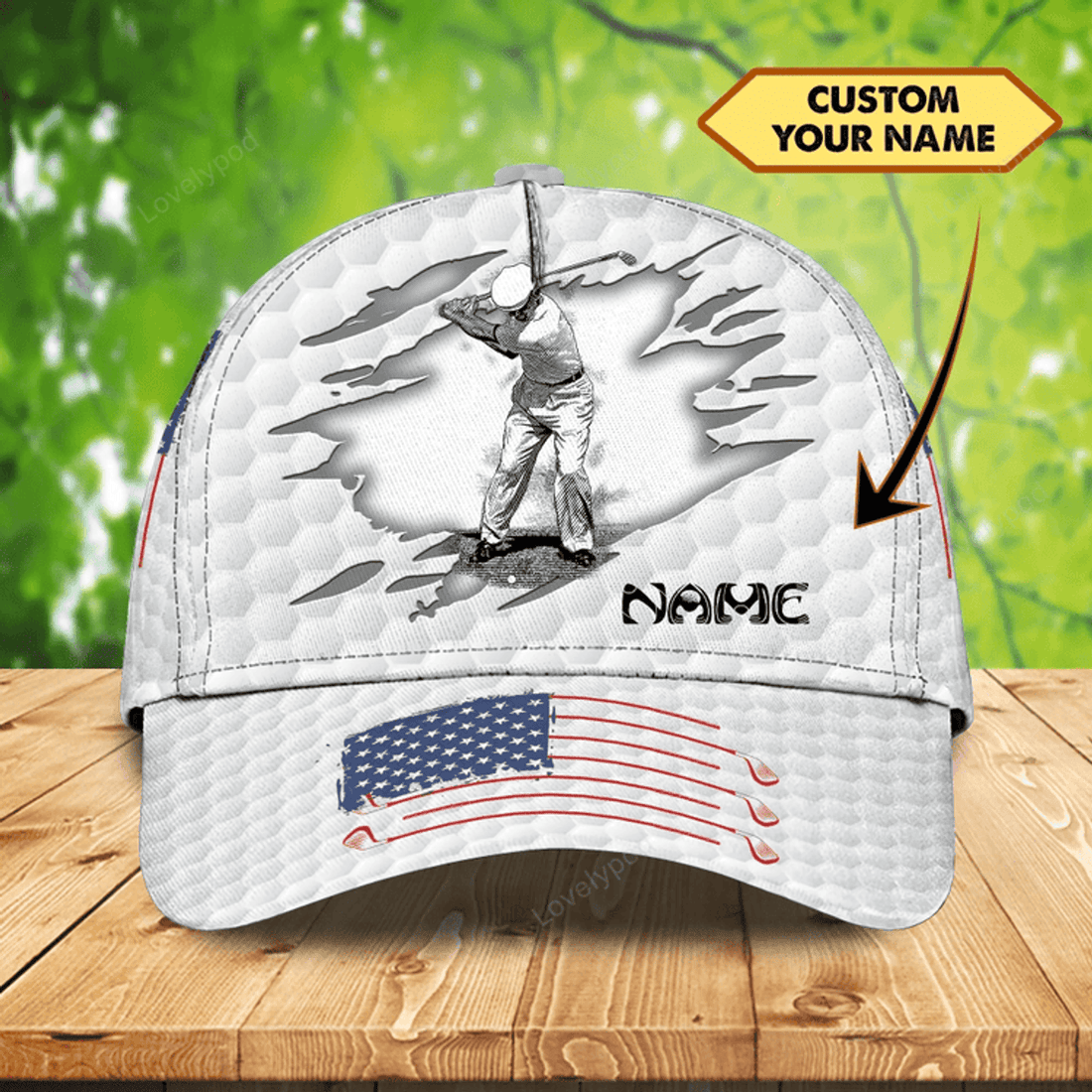 FUNSTUFFPRIT Custom With Name A 3D Cap For Golf Man, Never Underestimate An Old Man Who Loves Golf, Cap Hat For Golf Lover