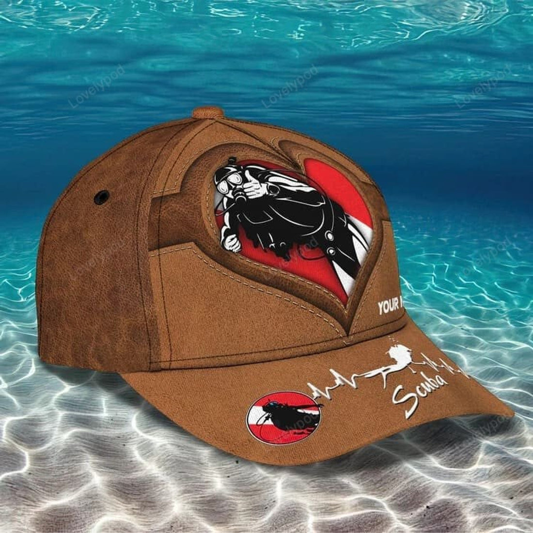 FUNSTUFFPRINT Personalized Scuba Diving 3D Baseball Cap, Suba Diving Hat for Husband & Dad