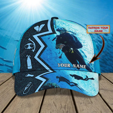 FUNSTUFFPRINT Personalized Scuba Diving 3D Baseball Cap, Suba Diving Hat for Husband & Dad