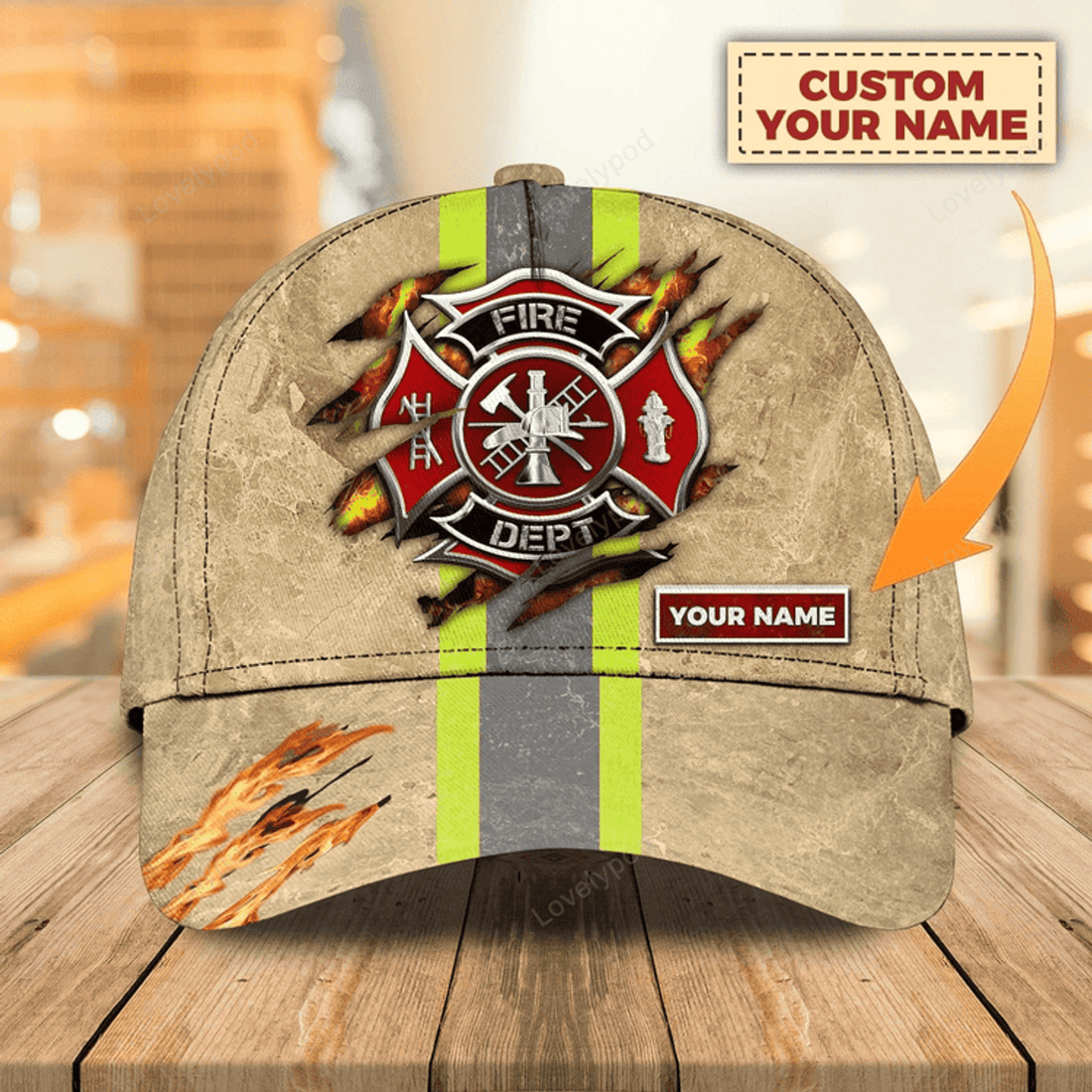 FUNSTUFFPRIT Personalized Firefighter 3D Full Print Baseball Cap Hat, Fire Man Cap Hat, Gift To Fireman Husband