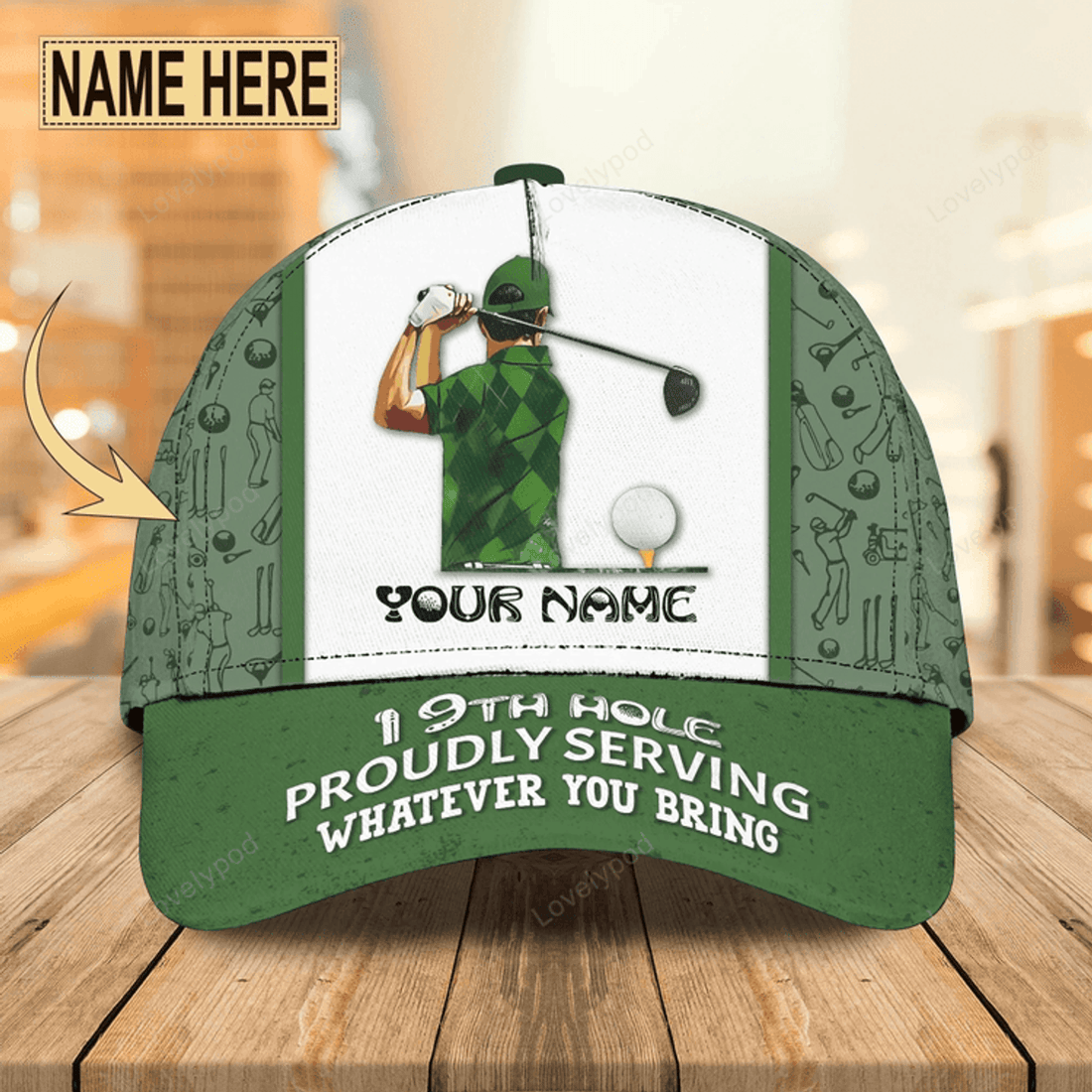 FUNSTUFFPRIT Personalized 3D Full Printing Cap Hat For Golf Men, American Golf Cap, Golf Hat Summer