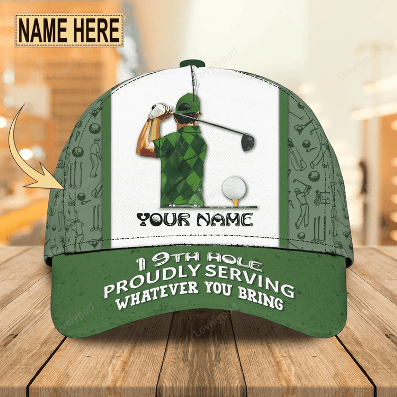 FUNSTUFFPRIT Personalized 3D Full Printing Cap Hat For Golf Men, American Golf Cap, Golf Hat Summer